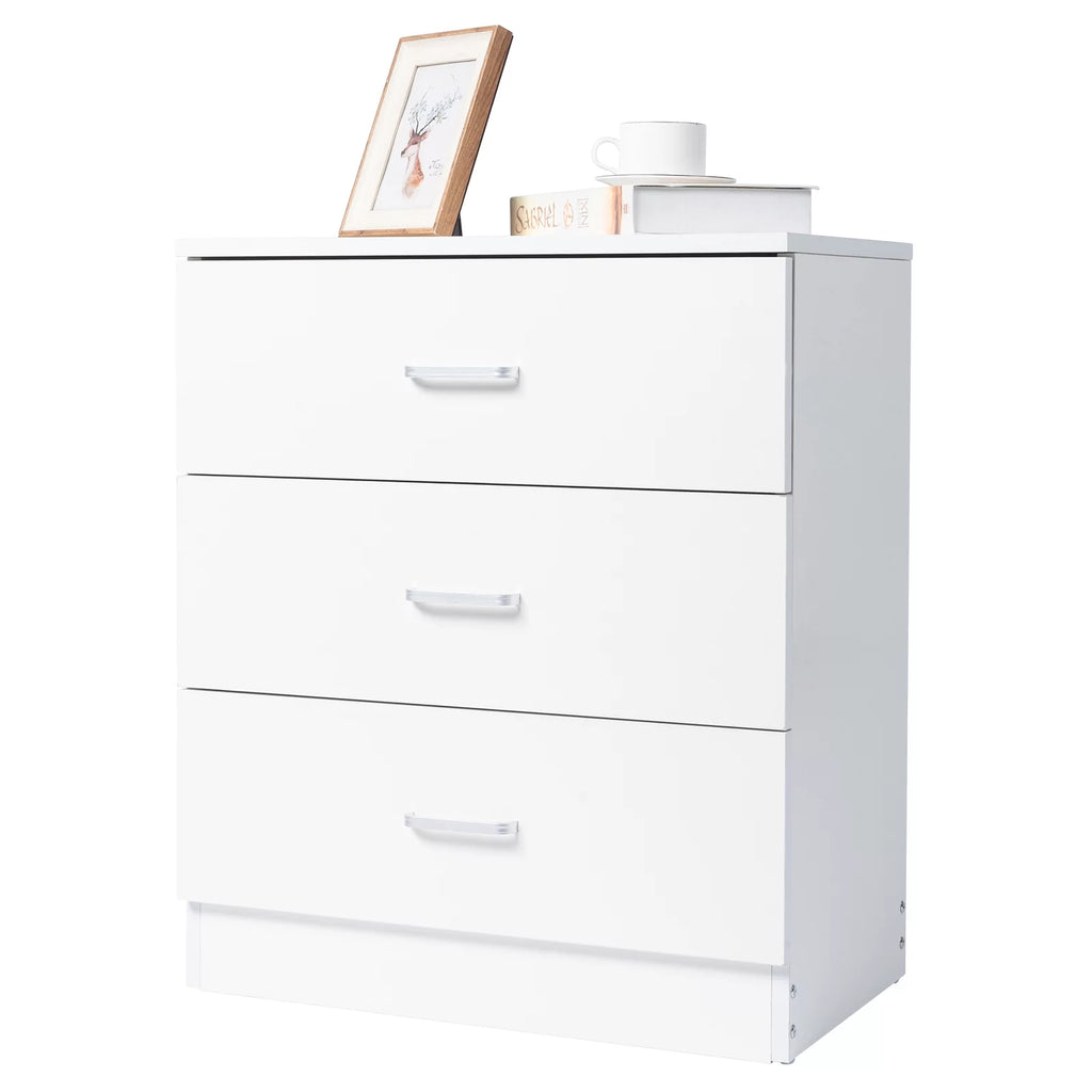 White 3-Drawer Dresser with Metal Handles B635