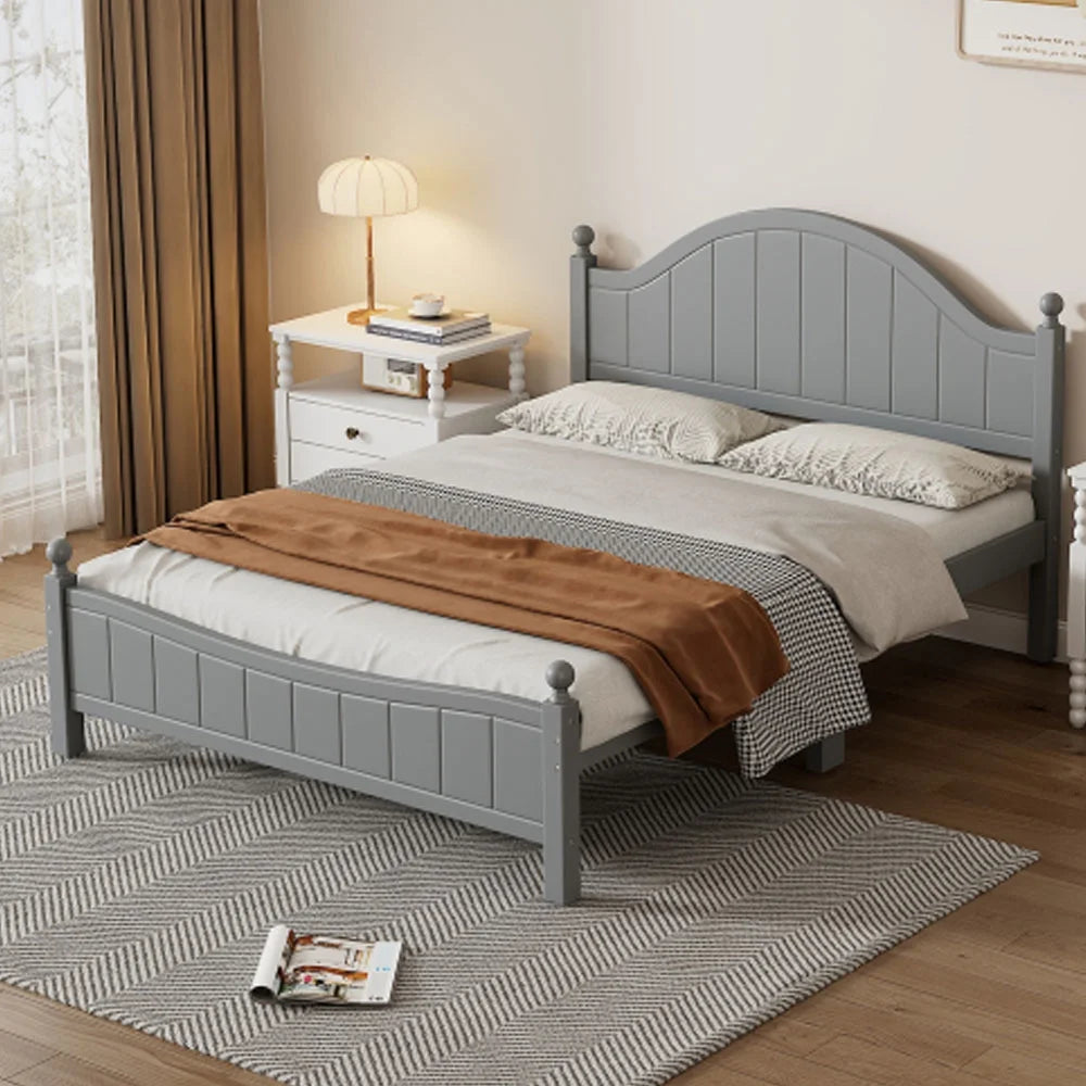 Gray Solid Wood Platform Bed Queen Q1094