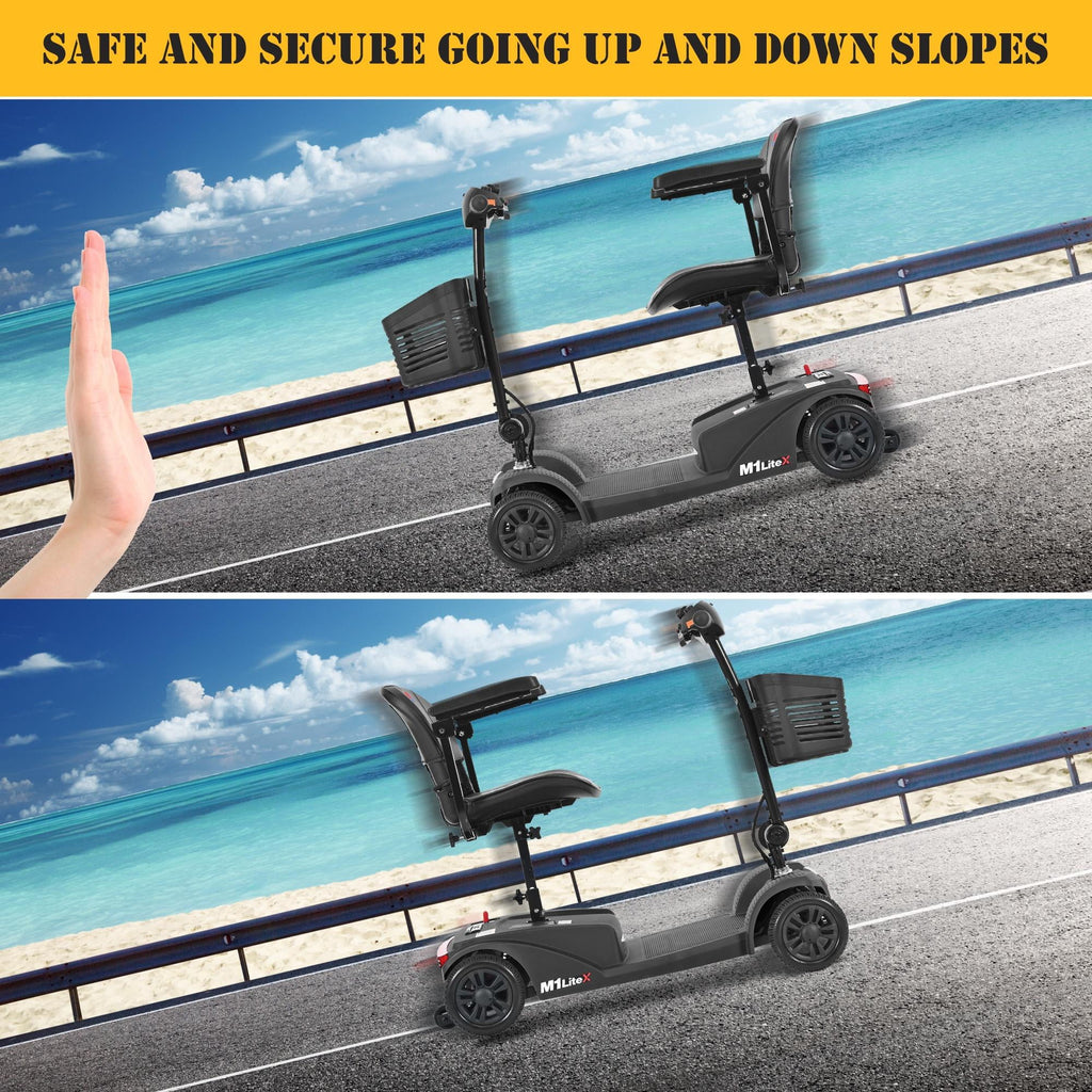 Heavy Duty 4-Wheel Mobility Scooter with Front & Rear Light, Black H948