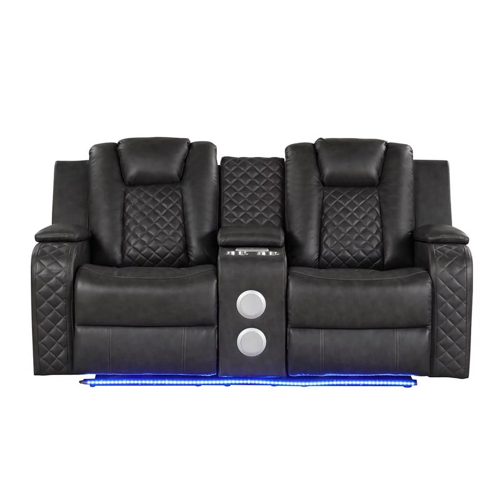Gray Faux Leather Power Recliner N255077