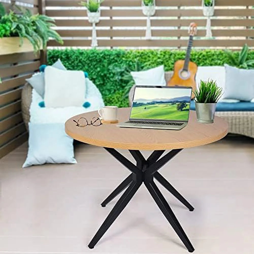 53'' Mid-Century Modern Round Dining Table with Metal Legs R342906