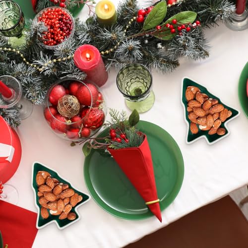2Pcs Small Ceramic Christmas Candy Bowls Q8515