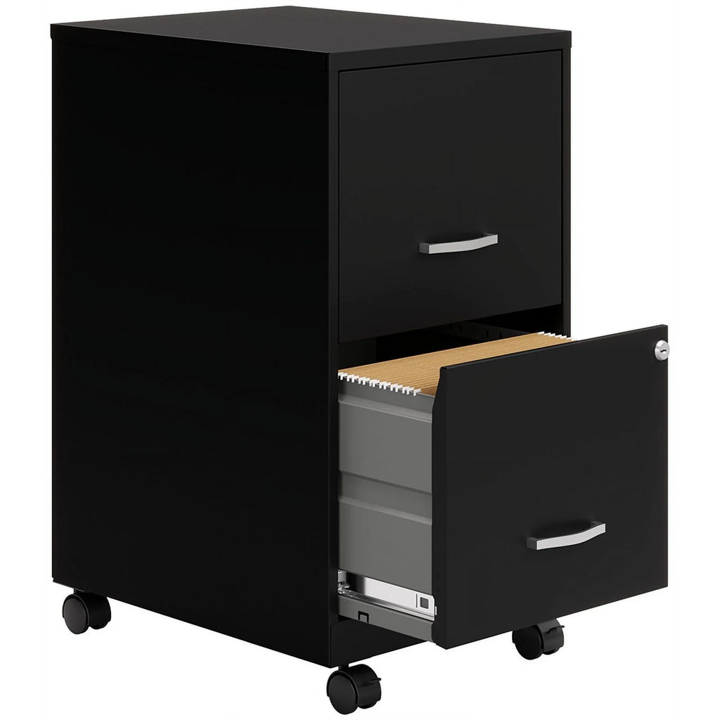18" 2 Drawer Mobile Metal File Cabinet - Black C65995
