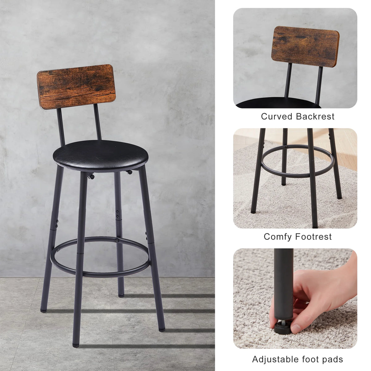 Counter Height Dining Set for 2, Metal Bistro Pub Table Set w/ Cushioned Stools Y628817