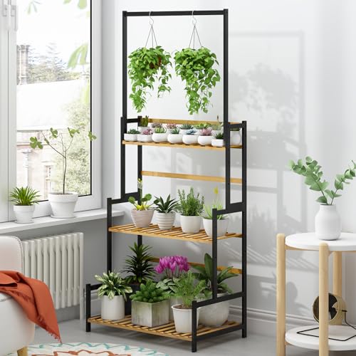 3 Tier Bamboo Foldable Plant Stand Shelf Rack V6749