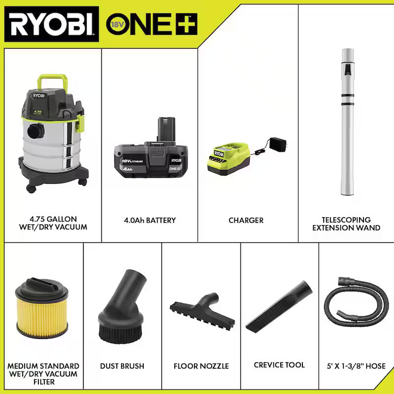 18V Cordless 4.75 Gal. Wet/Dry Vacuum Kit with Battery and Charger K70248