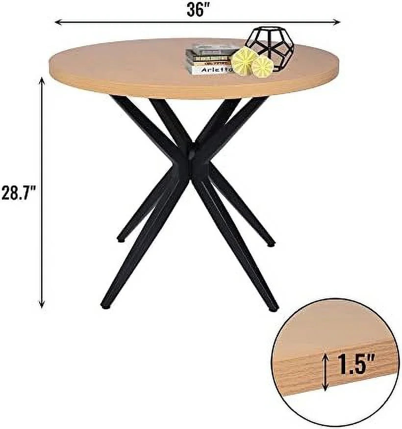 53'' Mid-Century Modern Round Dining Table with Metal Legs R342906