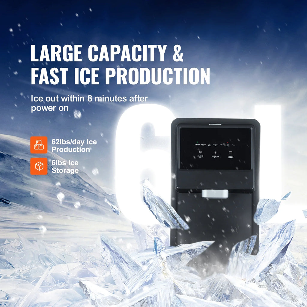 Portable Countertop Ice Maker 62lbs/24H Self-Cleaning M438
