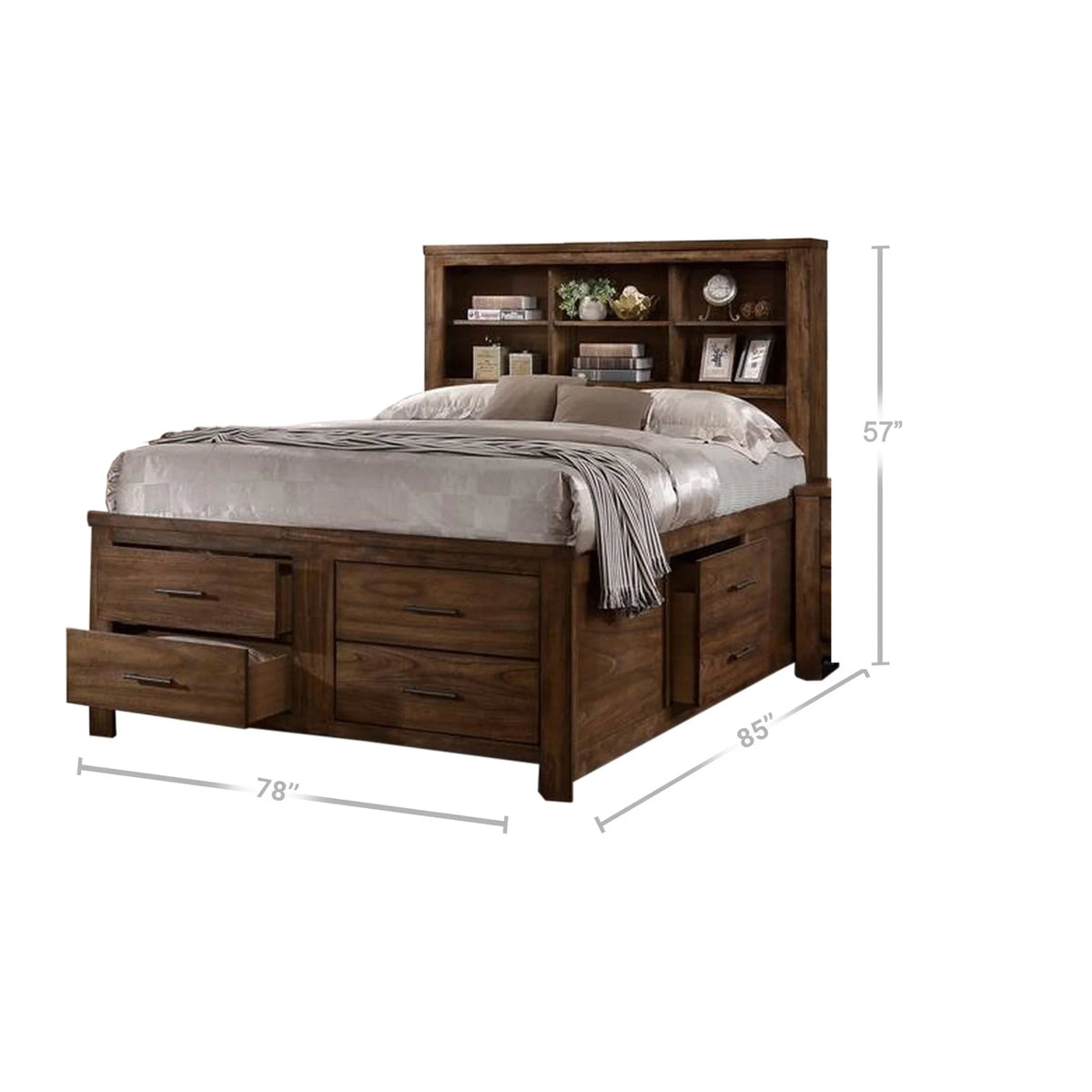 Wood King Size Bed with 6 Drawers Z2607