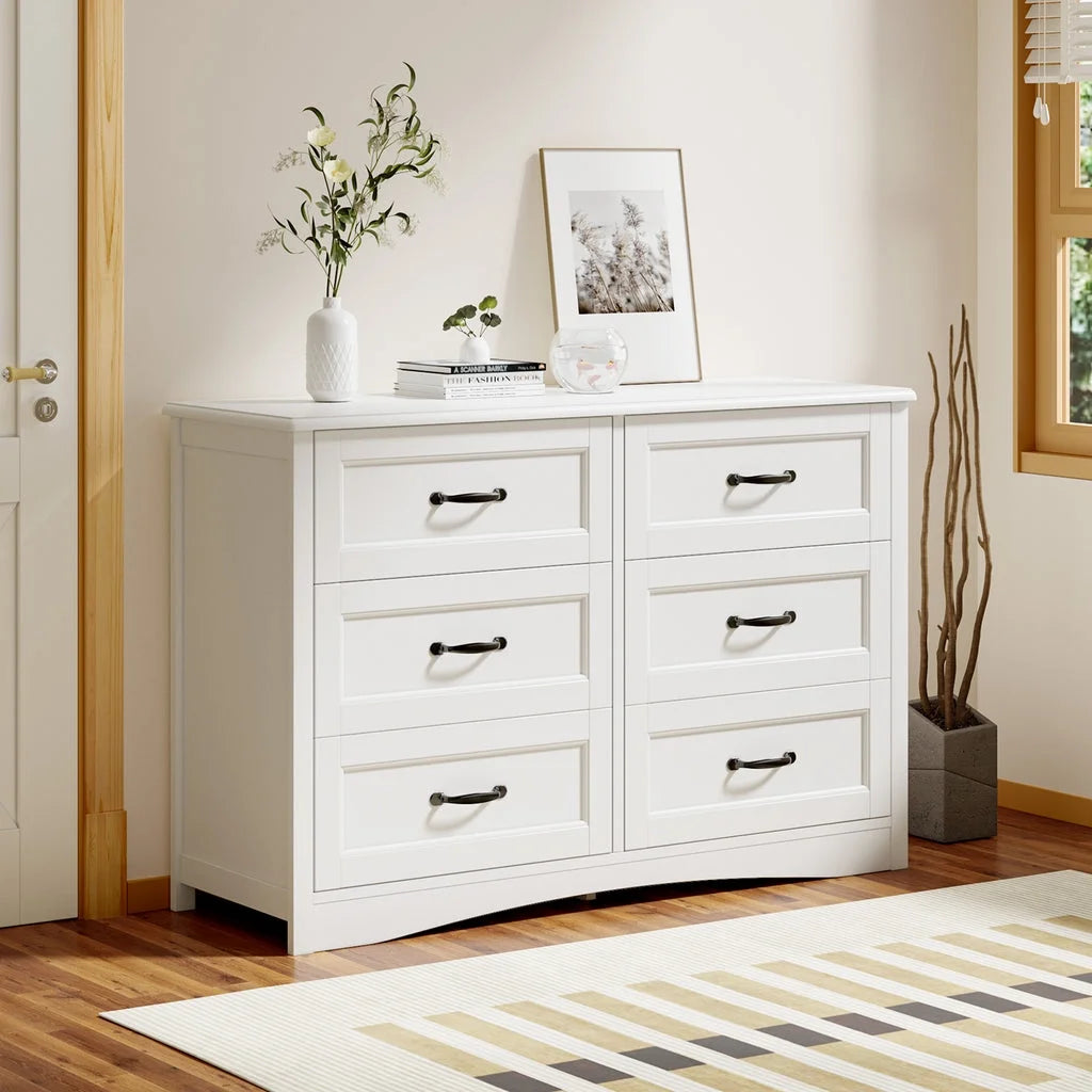 White 6 Drawer Dresser D218