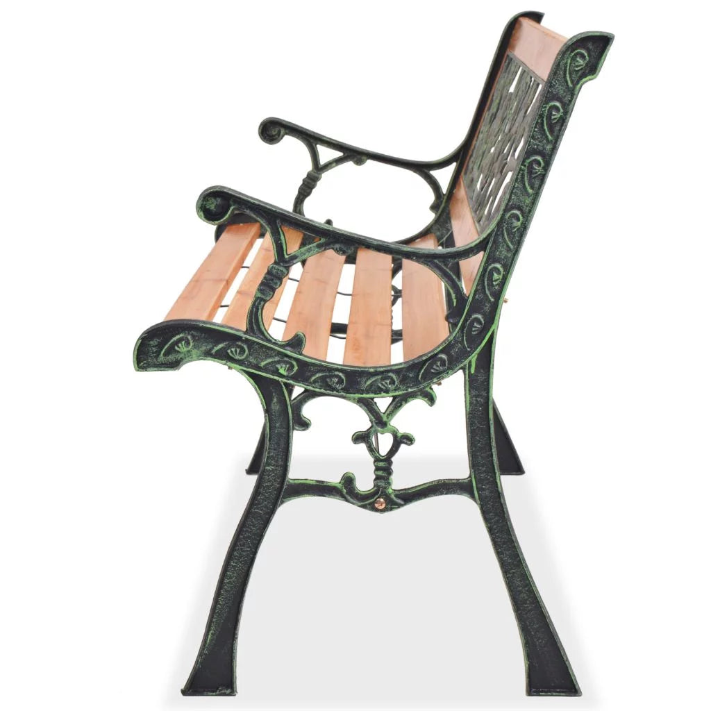 2 Persons Metal Garden Bench with Rose-Patterned Backrest T1081