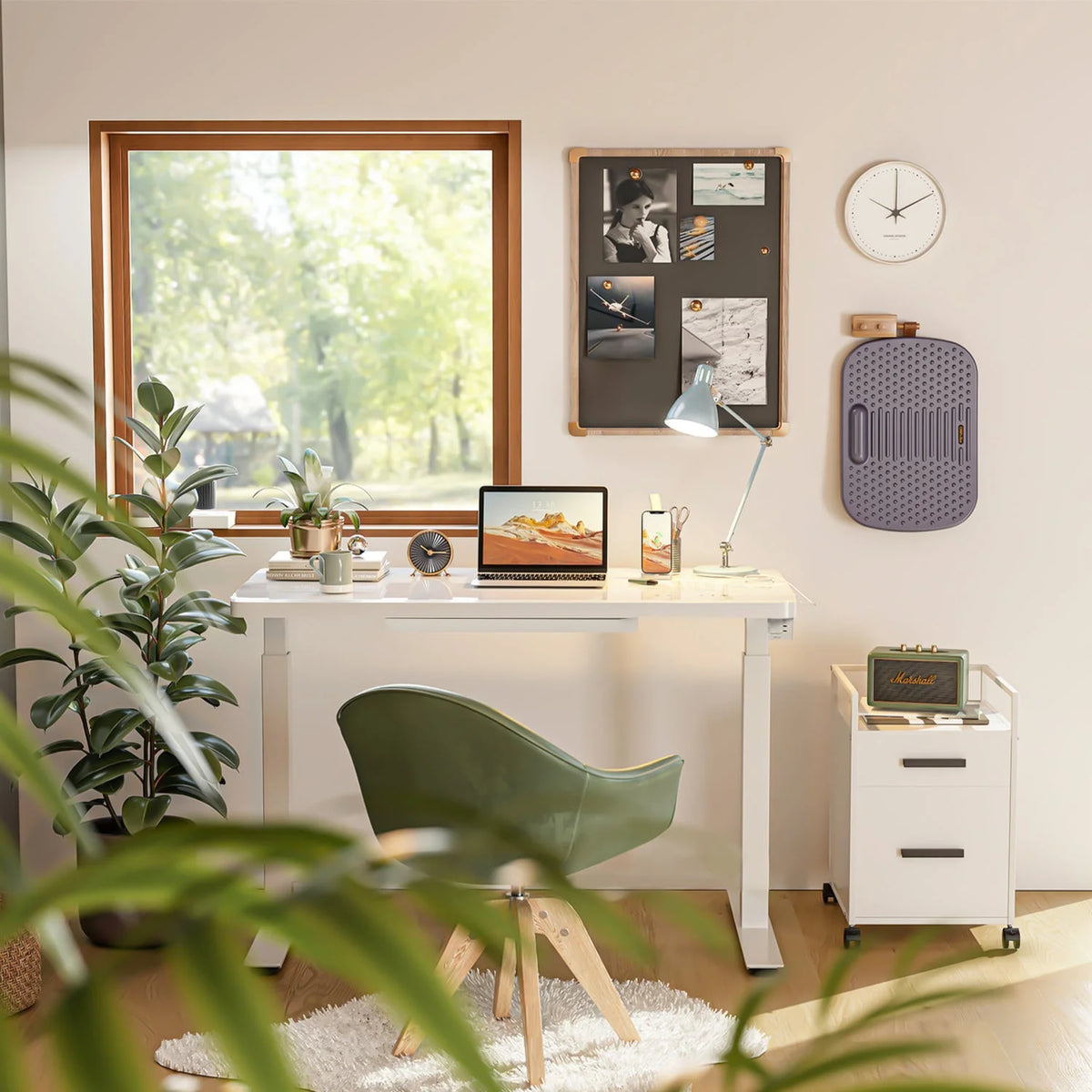 White Glass Tabletop Standing Desk X54780