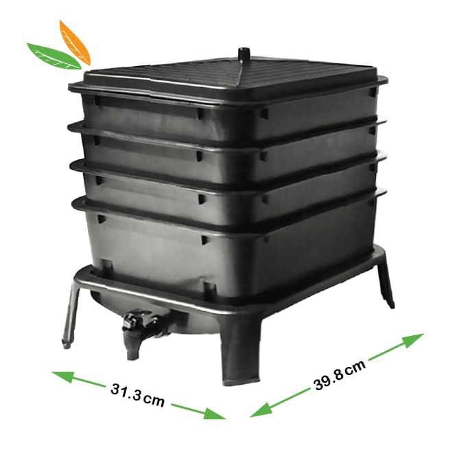 Worm Composting Bin, 4 Trays, Black K160215