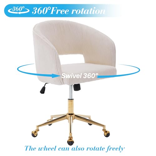 Velvet Upholstered Swivel Desk Chair with Gold Base E8008