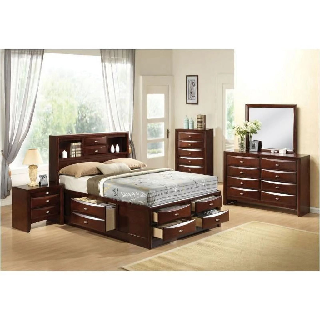 Espresso Wood Eastern King 5PCS Bedroom Set with Storage E800