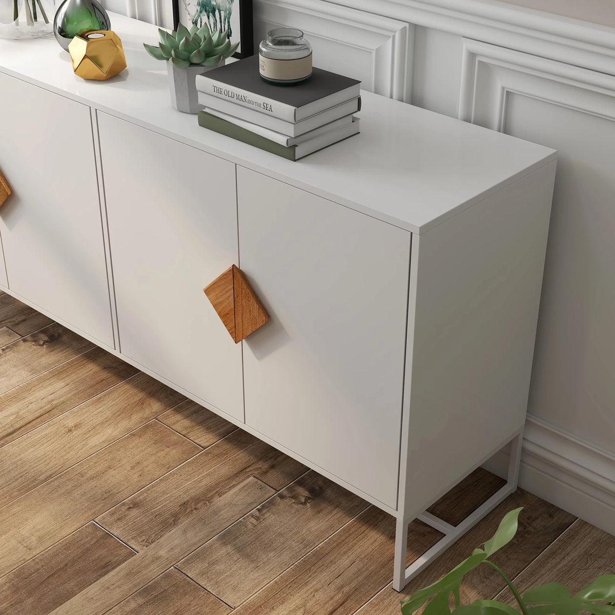 White Storage Sideboard Cabinet with 4 Doors F1918