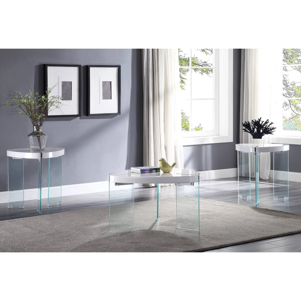 White High Gloss & Clear Glass Coffee Table L493770