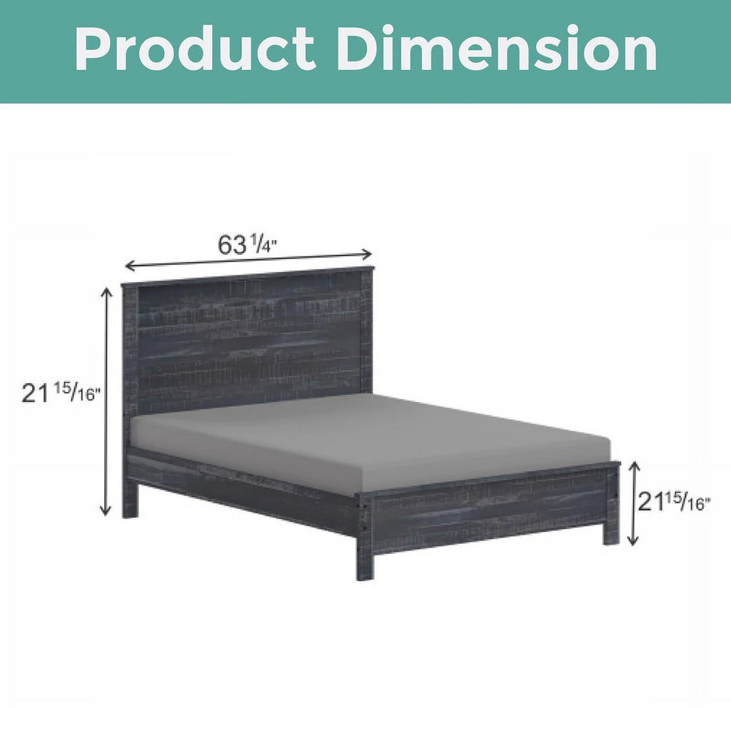 Grey Queen Size Solid Wood Platform Bed Frame J526