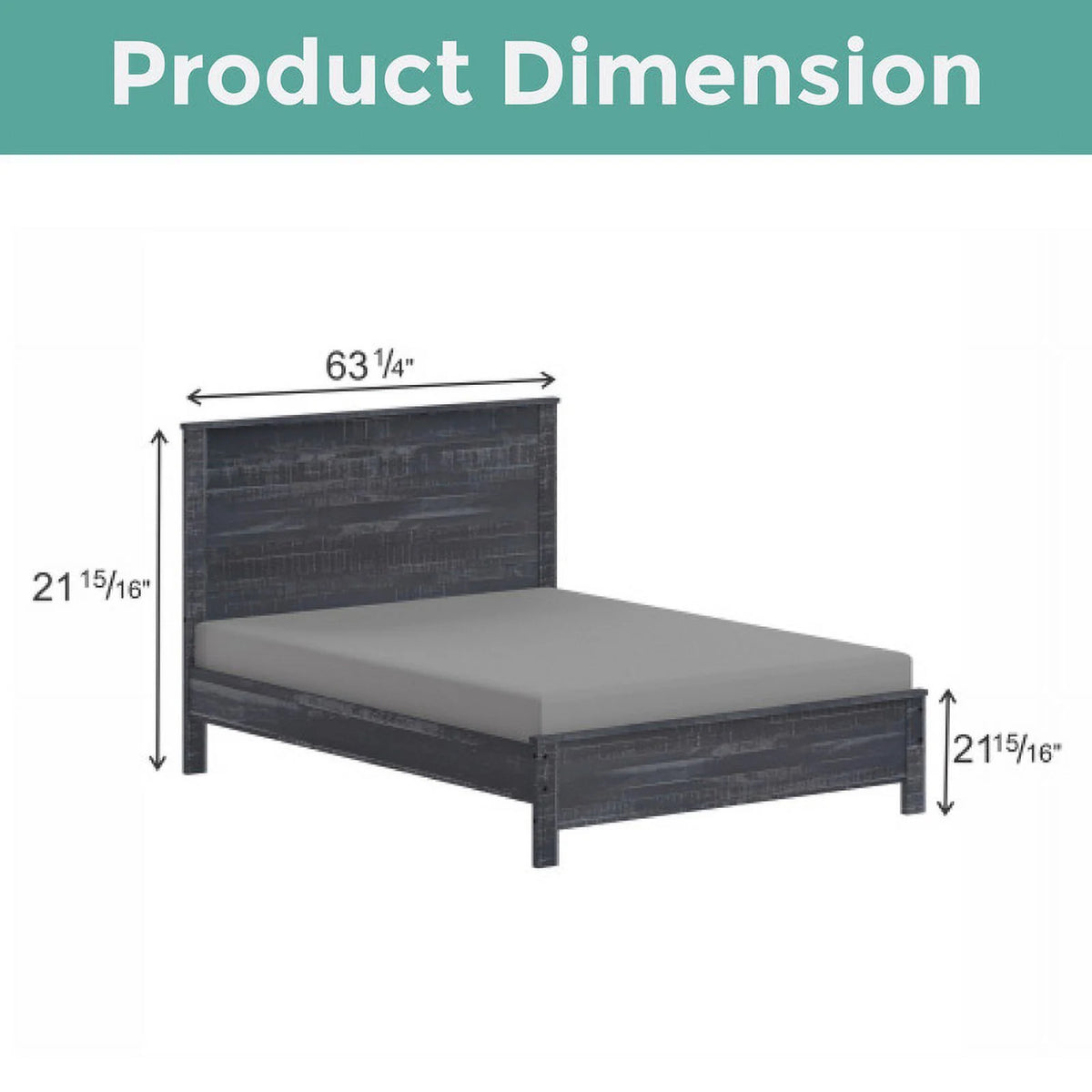 Grey Queen Size Solid Wood Platform Bed Frame J526