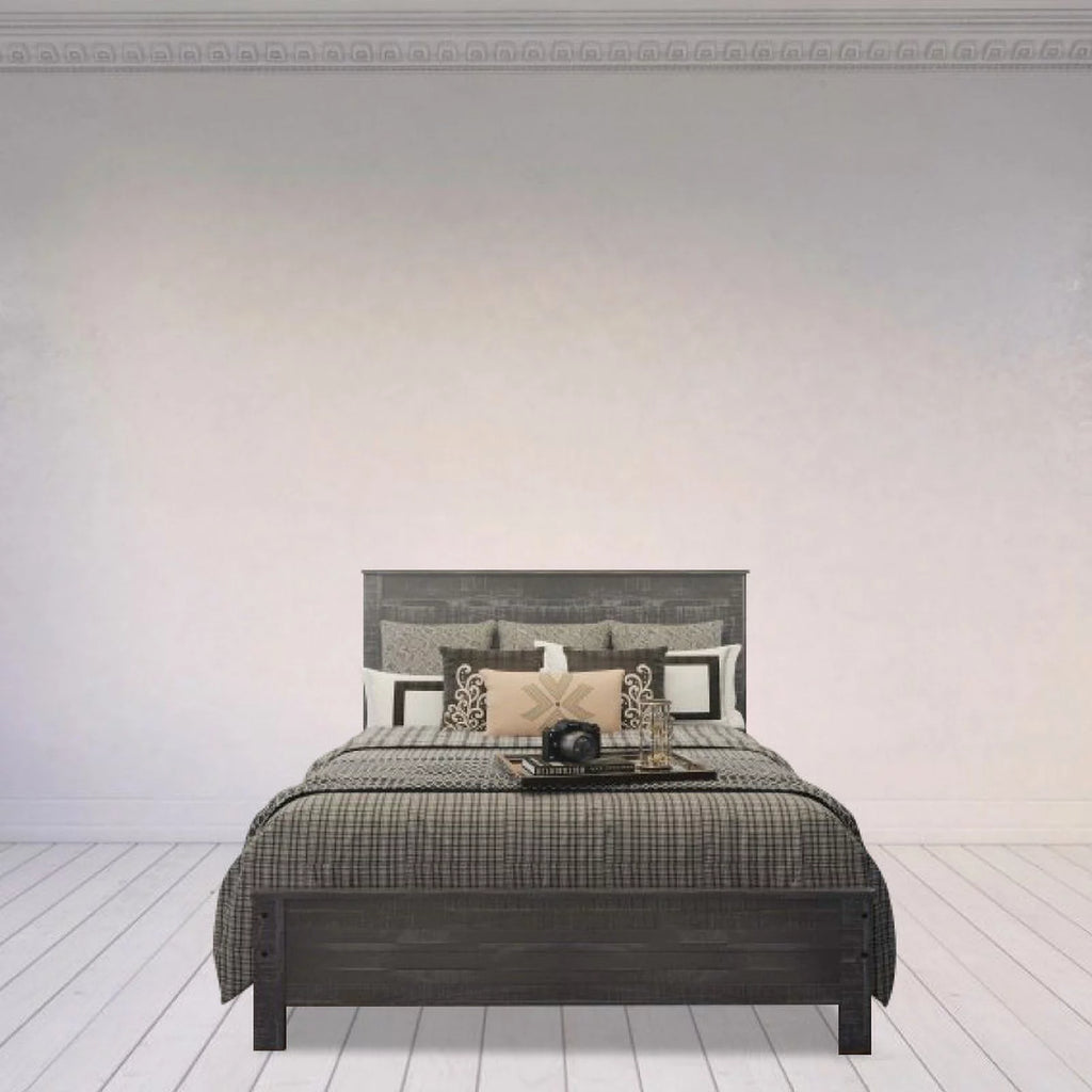 Grey Queen Size Solid Wood Platform Bed Frame J526