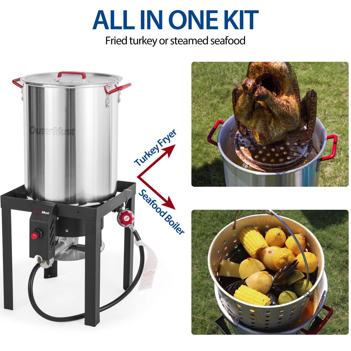 30 QT Turkey Fryer with Basket and Burner Set R74336