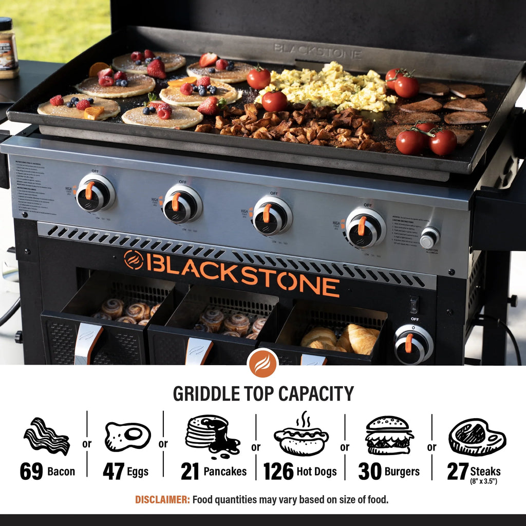 4-Burner Propane Griddle with Air Fryer and Hood E278238