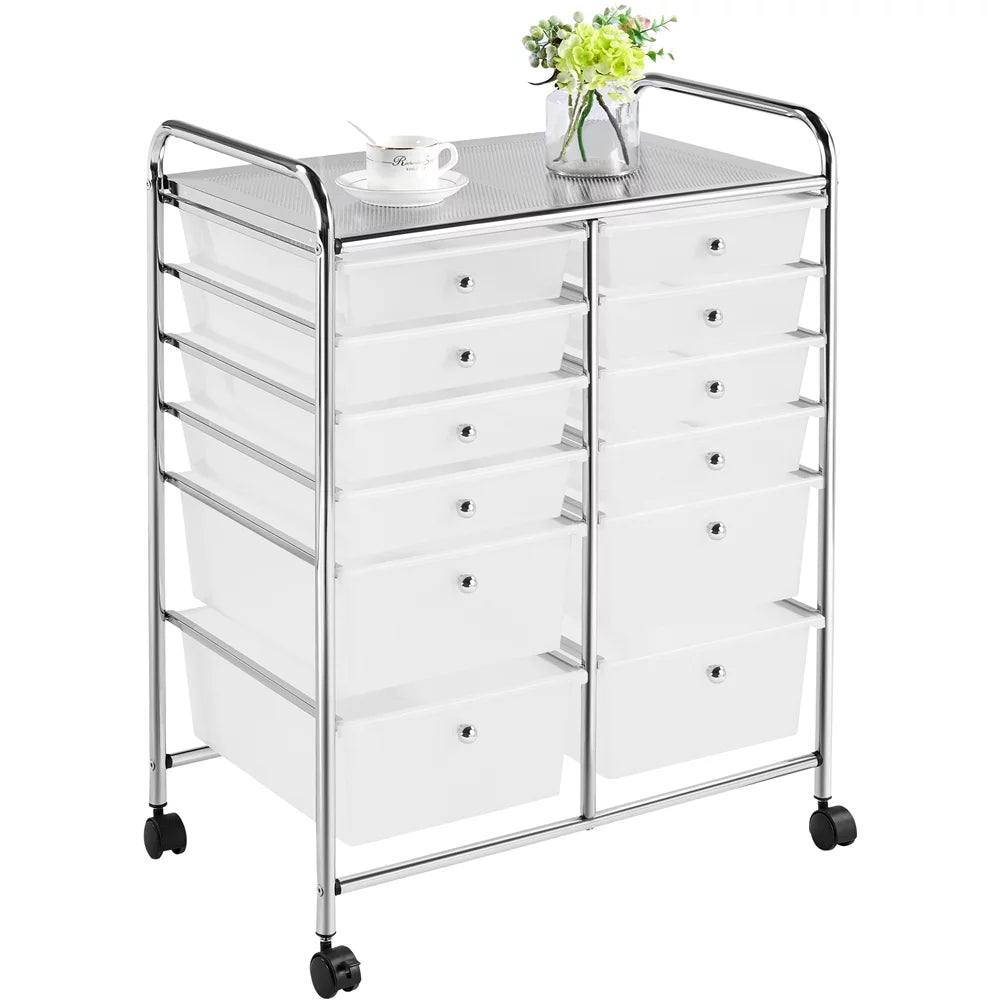 12 Drawer Rolling Storage Cart, Black X740843