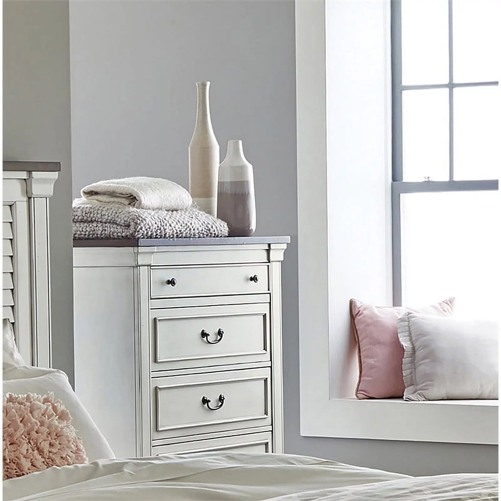 5-Piece Wood Eastern King Panel Bedroom Set in White A34251