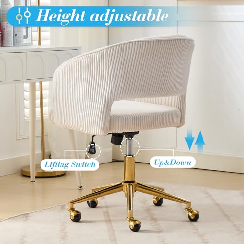 Velvet Upholstered Swivel Desk Chair with Gold Base E8008