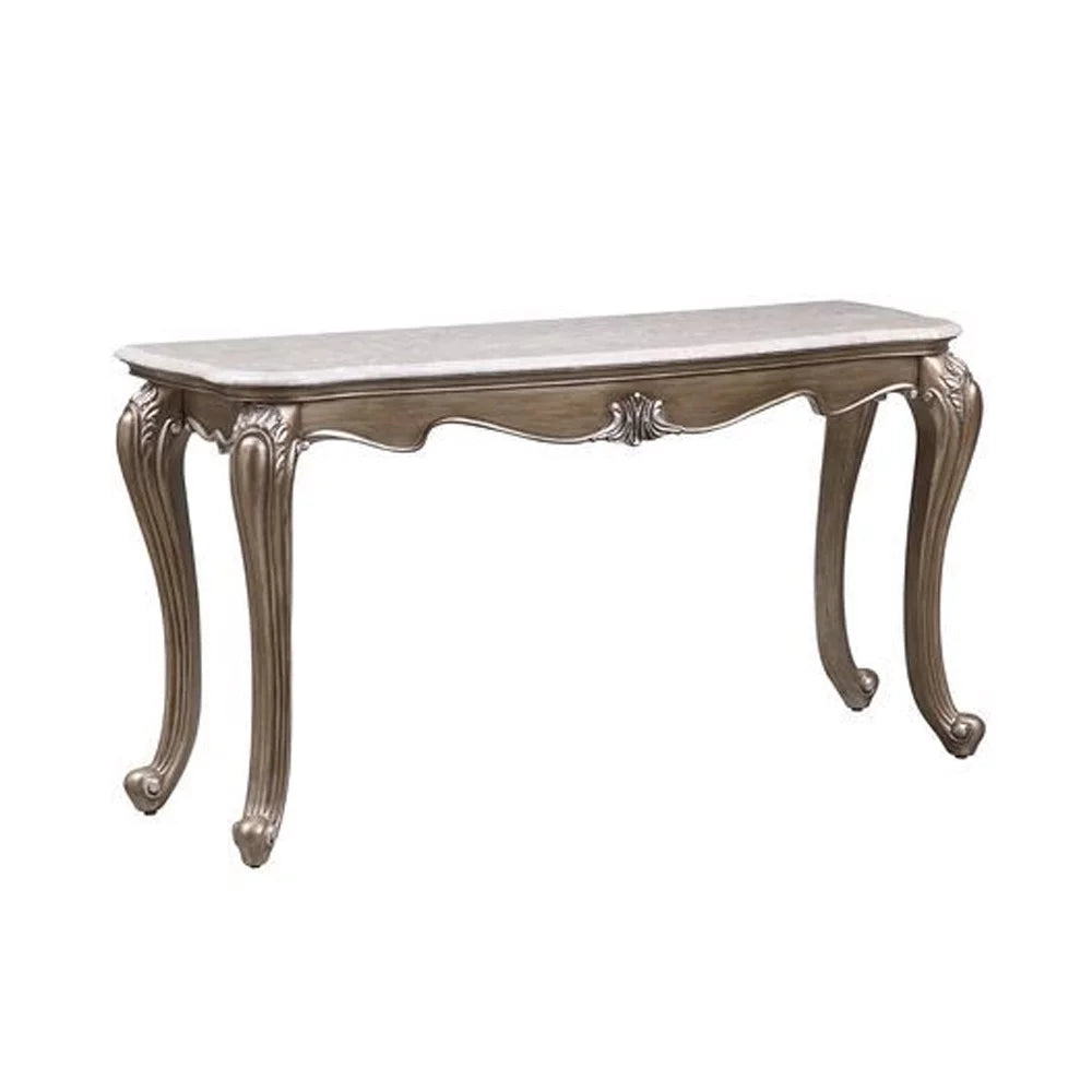 Sofa Table with Marble Top and Queen Anne Legs Gold E42964