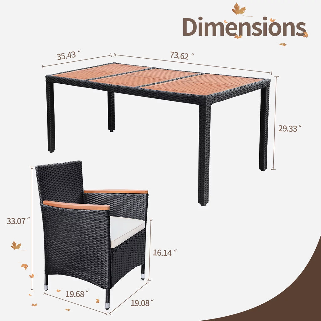 9 Pieces PE Rattan Wicker Patio Dining Set with Cushions A575618
