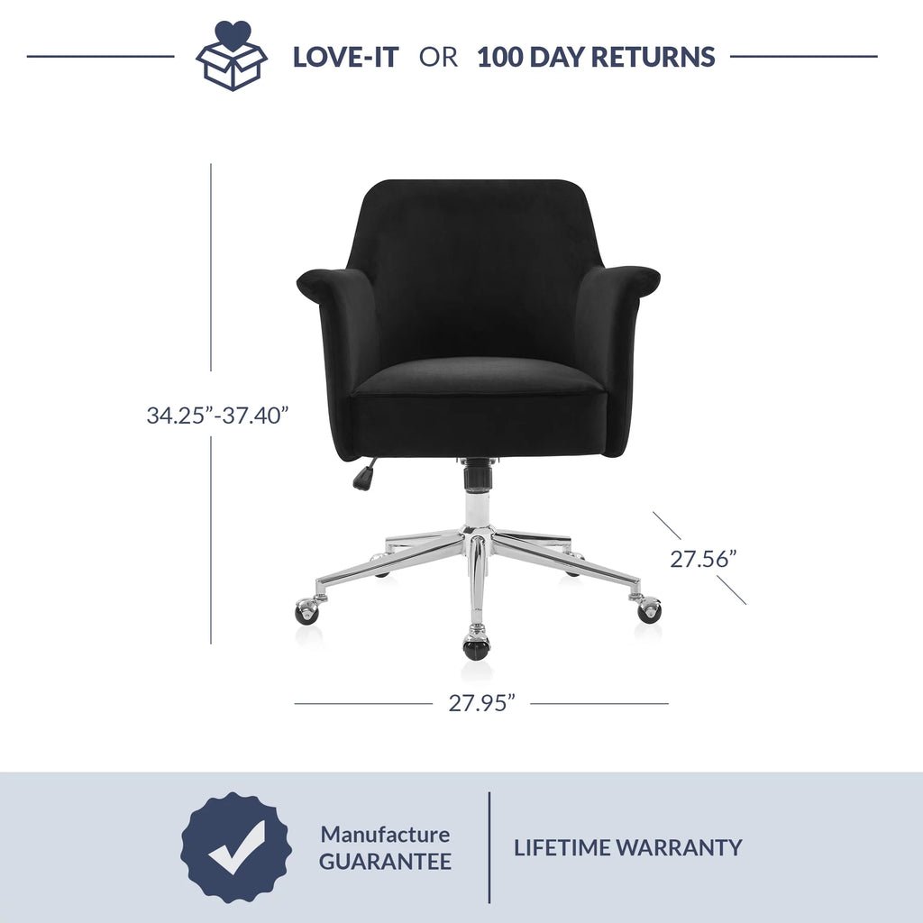 Black Velvet Upholstered Desk Chair F94830