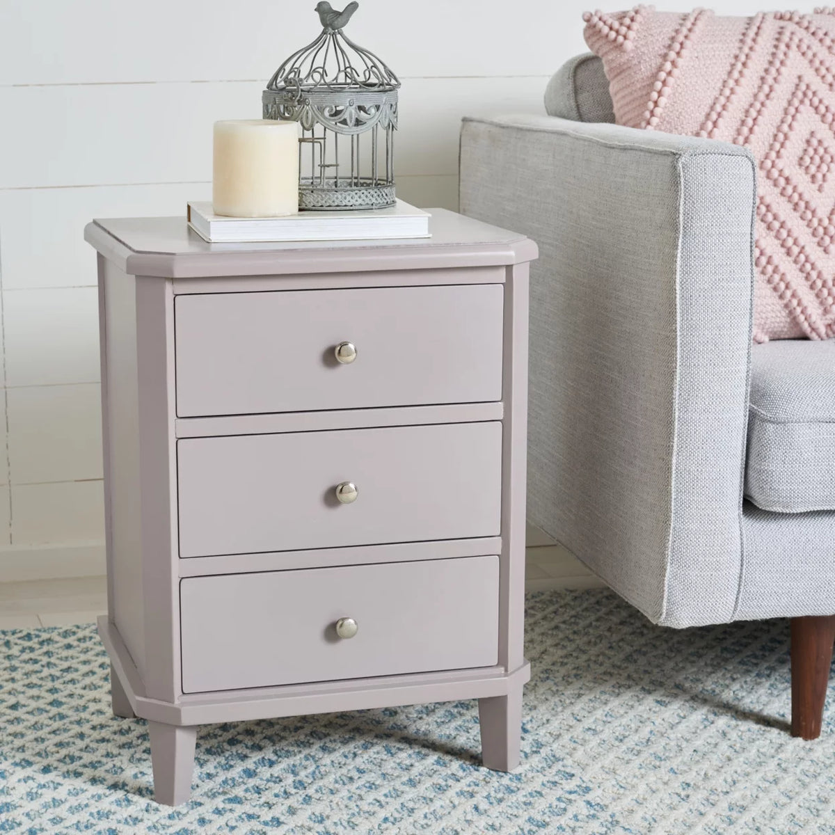 Grey End Table With Storage Drawers P14449