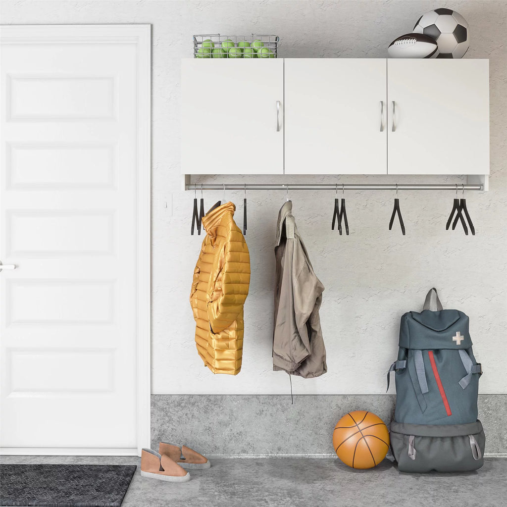 White 3 Door Wall Cabinet with Hanging Rod Y553744