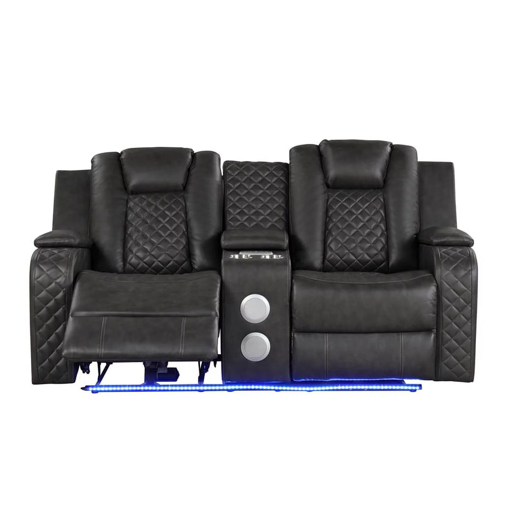 Gray Faux Leather Power Recliner N255077