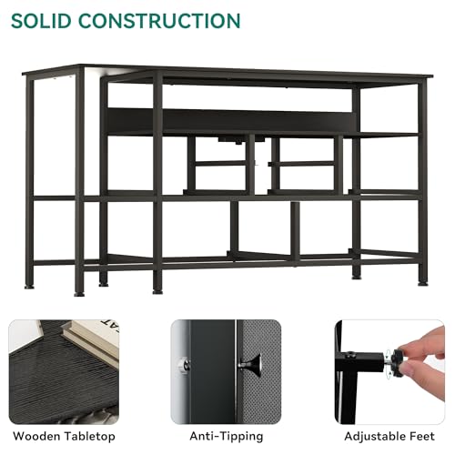 Black 9 Drawer TV Stand with Charging Station N9434