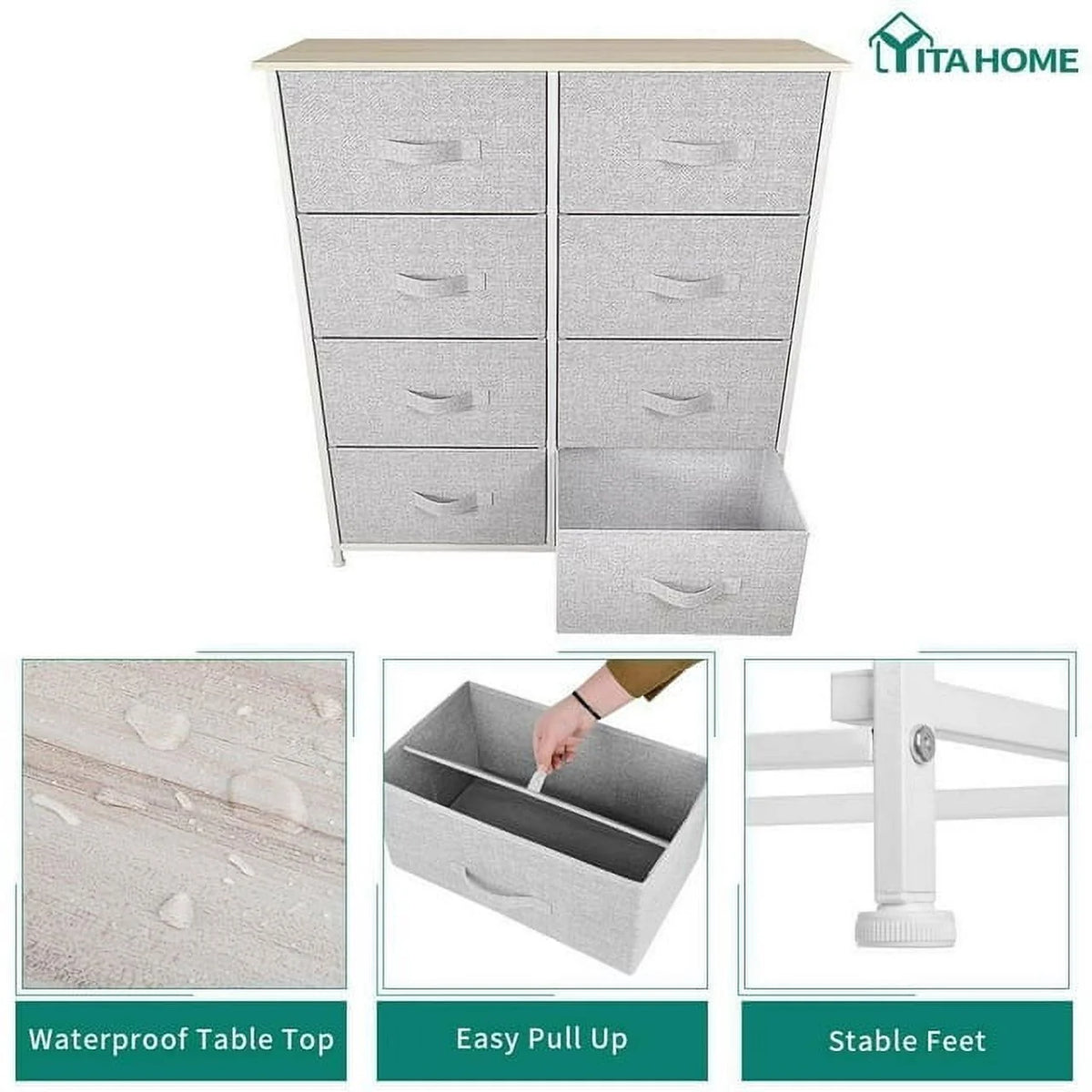 Light Gray 8 Fabric Drawers Storage Tower X43082