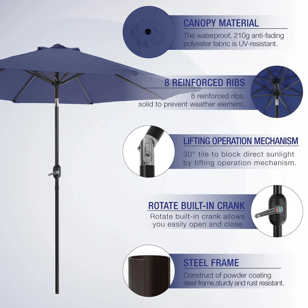 6-Piece Outdoor Patio Dining Set with 9 ft Umbrella B579821