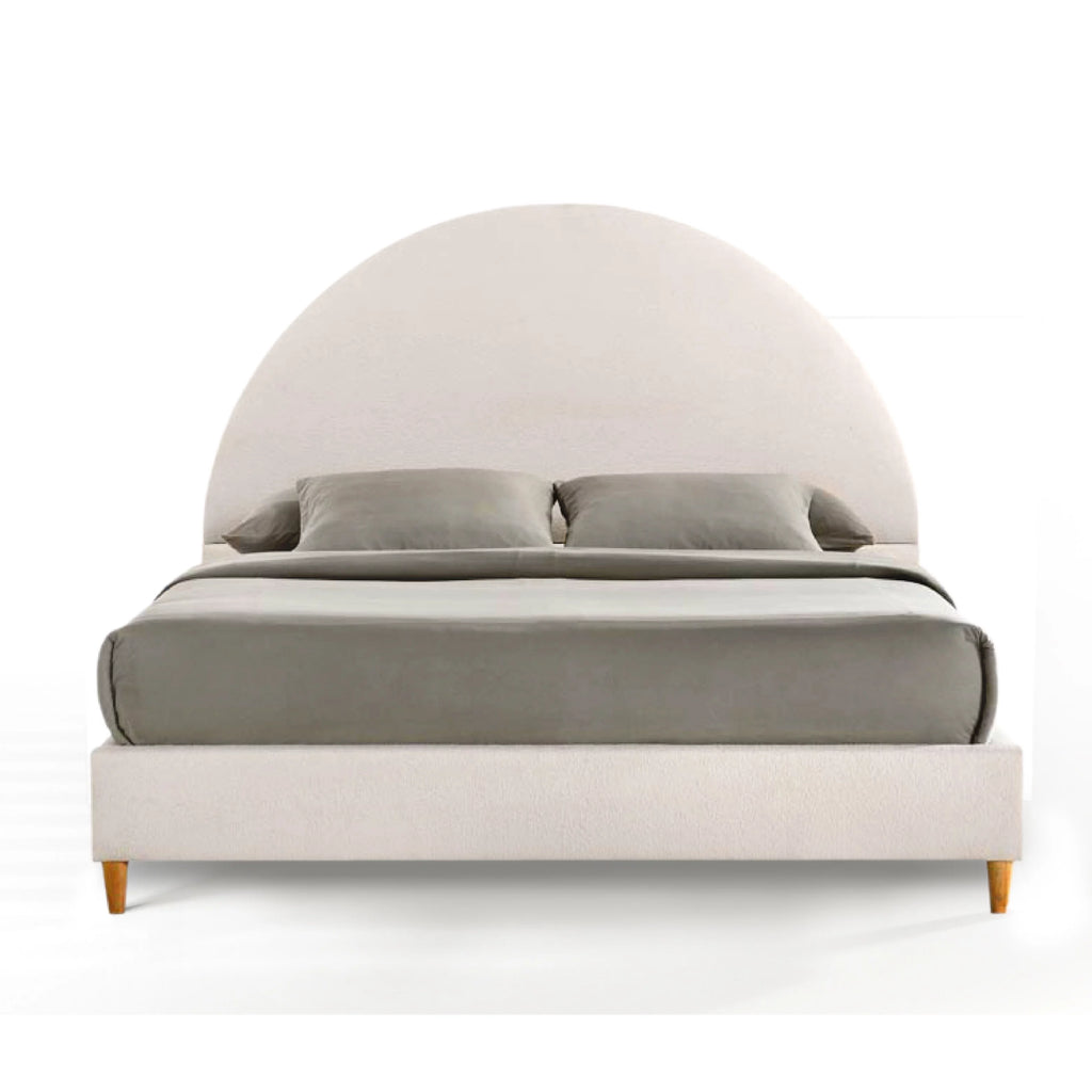 Queen Boucle Arched Headboard Platform Bed O16876