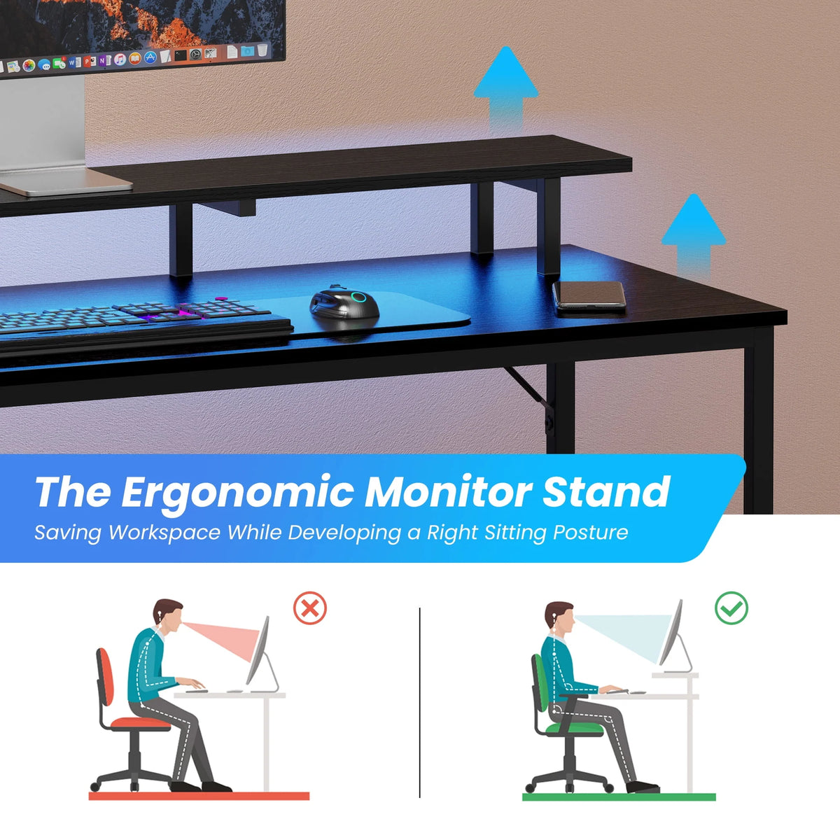 Black L Shaped Desk with Outlets USB Ports and Storage Shelves Y24022