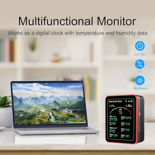 15-in-1 Air Quality Monitor with PM CO2 CO TVOC HCHO AQI Temperature Humidity F529666