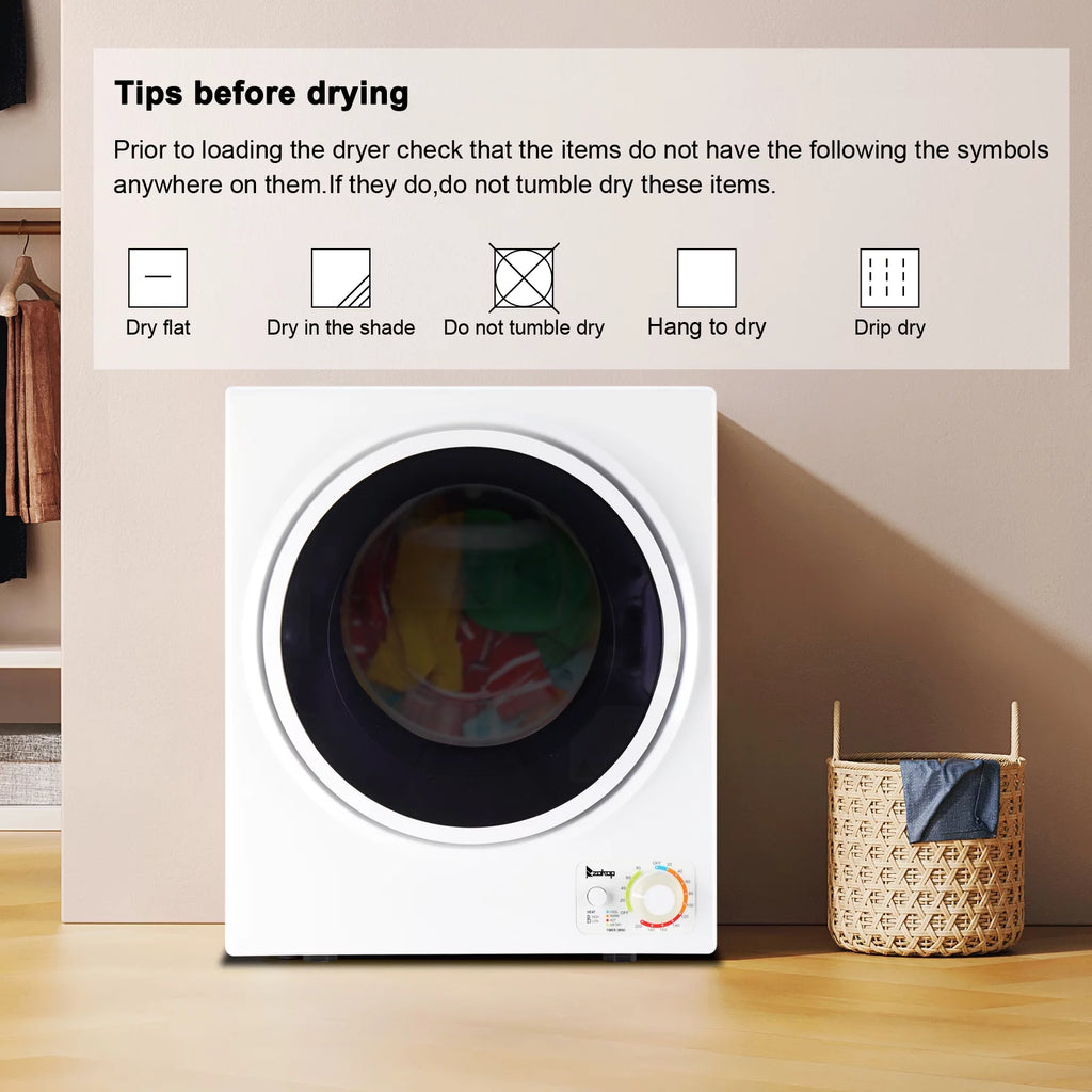 850W 1.6cu ft Front Load Electric Clothes Dryer with Stainless Steel Tub M577