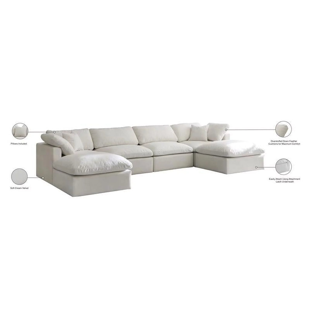 Cream Velvet Modular Sectional Z515