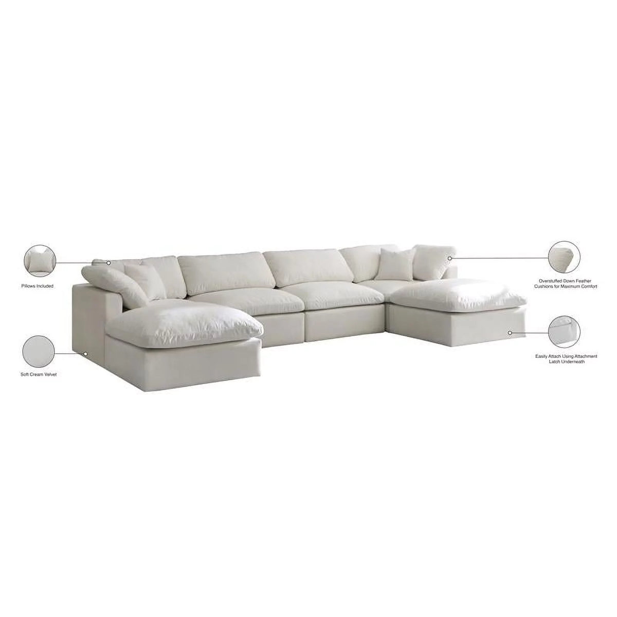 Cream Velvet Modular Sectional Z515