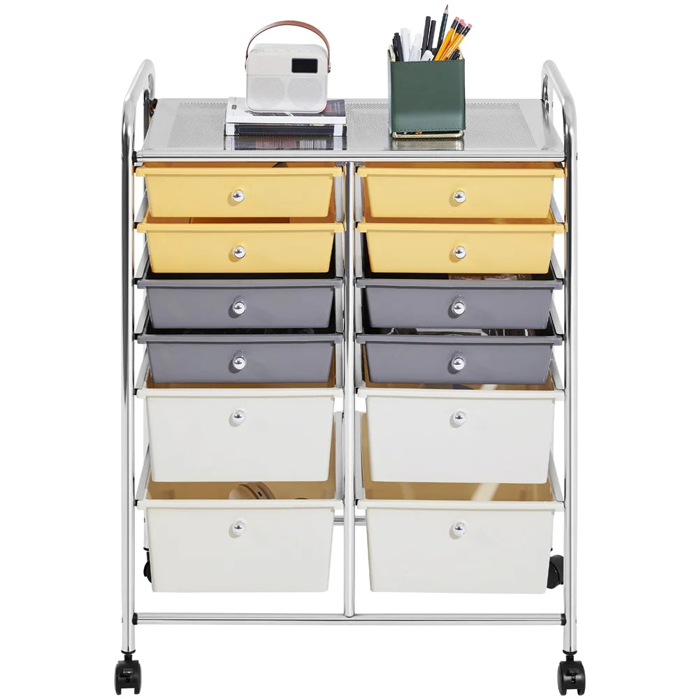 12 Drawer Rolling Storage Cart, Black X740843