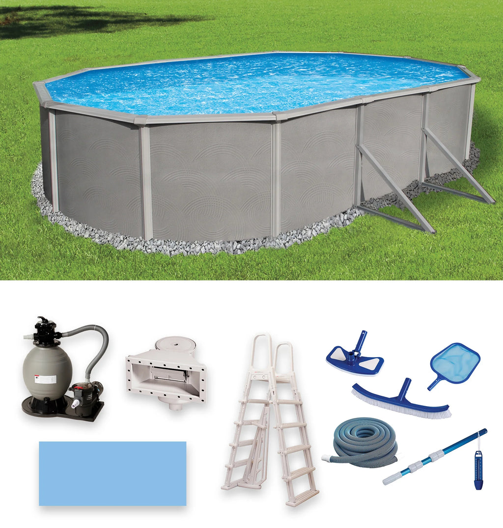 12-ft x 24-ft Oval 52-in Deep Metal Wall Swimming Pool Q864577