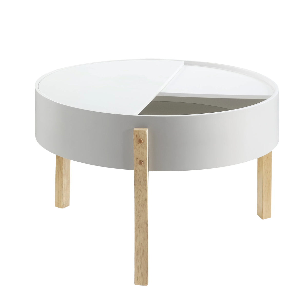 Round Wooden Coffee Table with Hidden Storage U9874