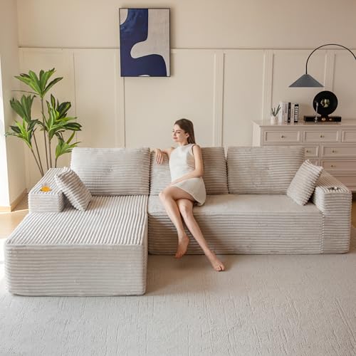 110" Modular Sectional Couch with L-Shape Chaise Black C6125