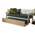 White Daybed and Trundle with Linen Aqua Mattresses Q6499
