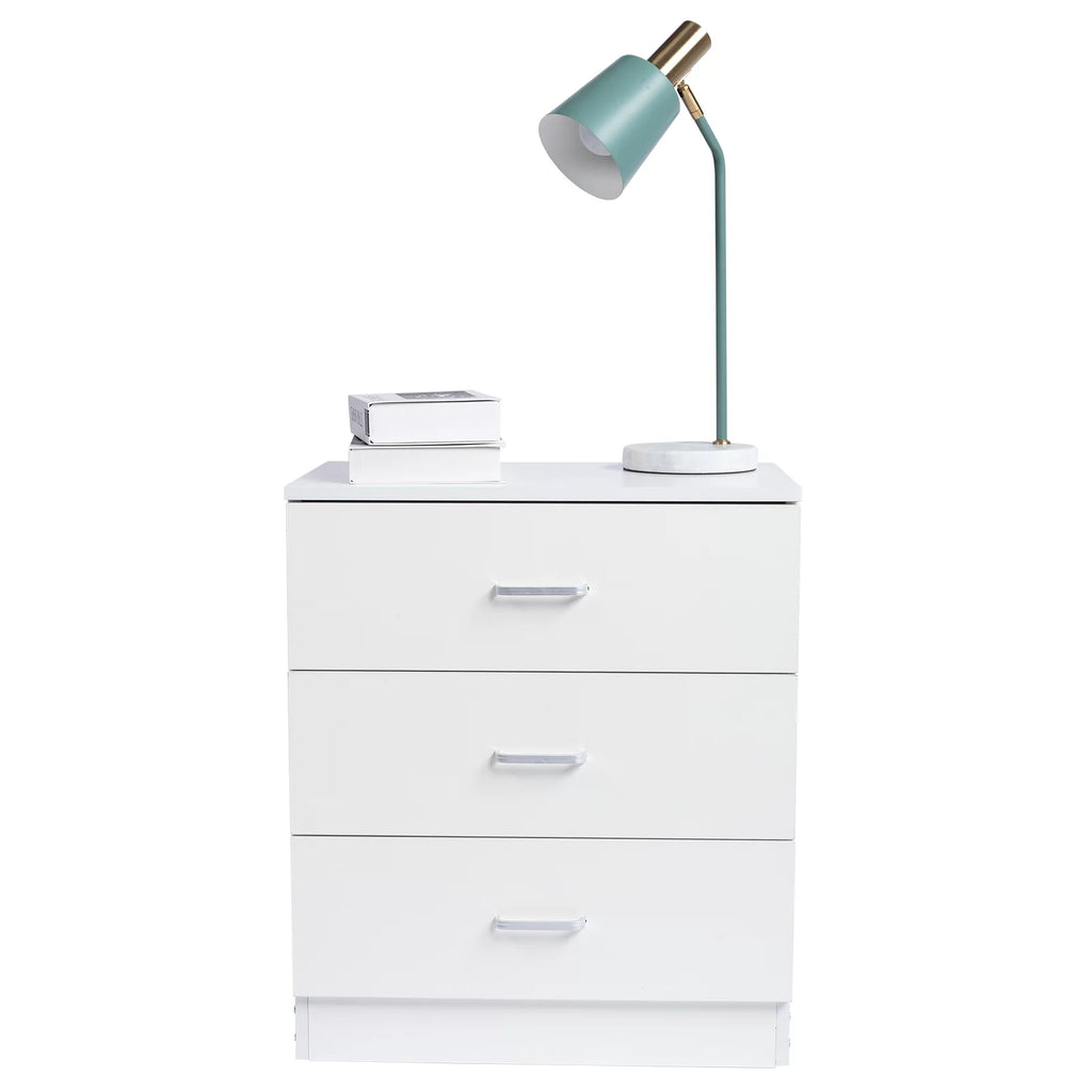 White 3-Drawer Dresser with Metal Handles B635